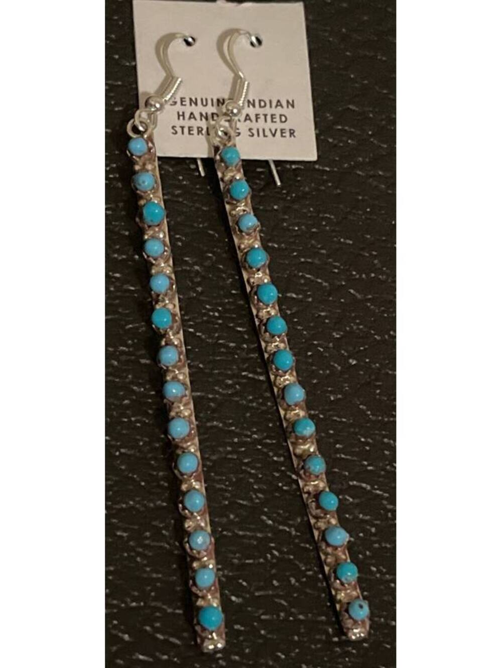 Navajo inlay handmade sterling silver turquoise earrings
